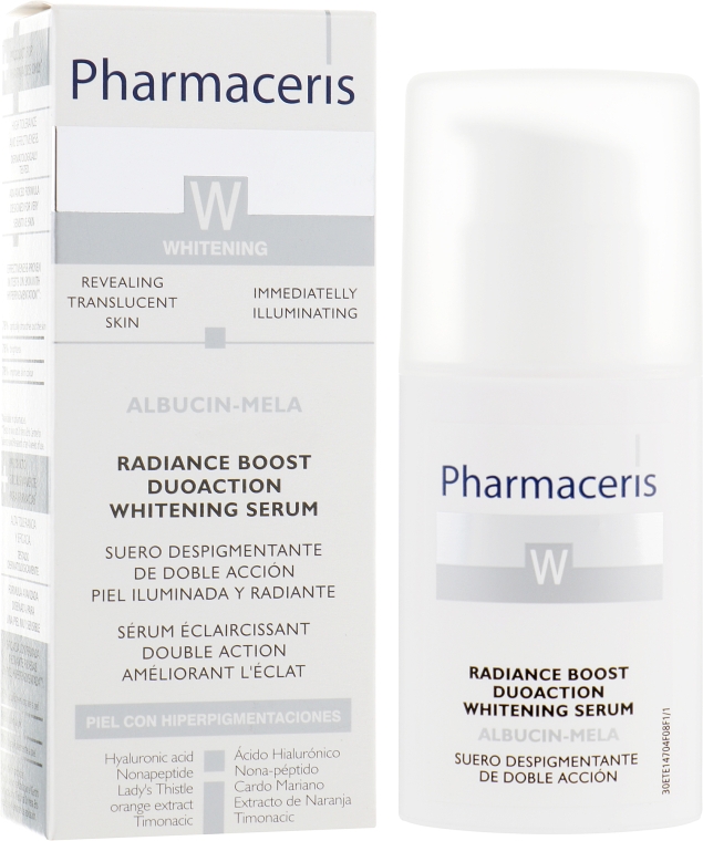 Інтенсивна відбілювальна сироватка для обличчя - Pharmaceris W Radiance Boost Duoaction Whitening Serum — фото N1