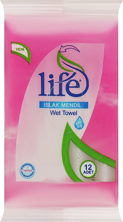 Салфетки влажные "Life", 12 шт, розовые - Handy Fresh Mini — фото N1