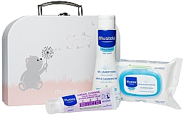 Духи, Парфюмерия, косметика Набор - Mustela With Love Pink (wipes/25szt + b/gel/200ml + cr/50ml + bag)