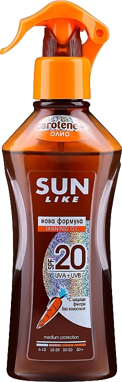 Спрей-масло для швидкої засмаги - Sun Like Deep Tanning Oil SPF 20 New Formula — фото N1