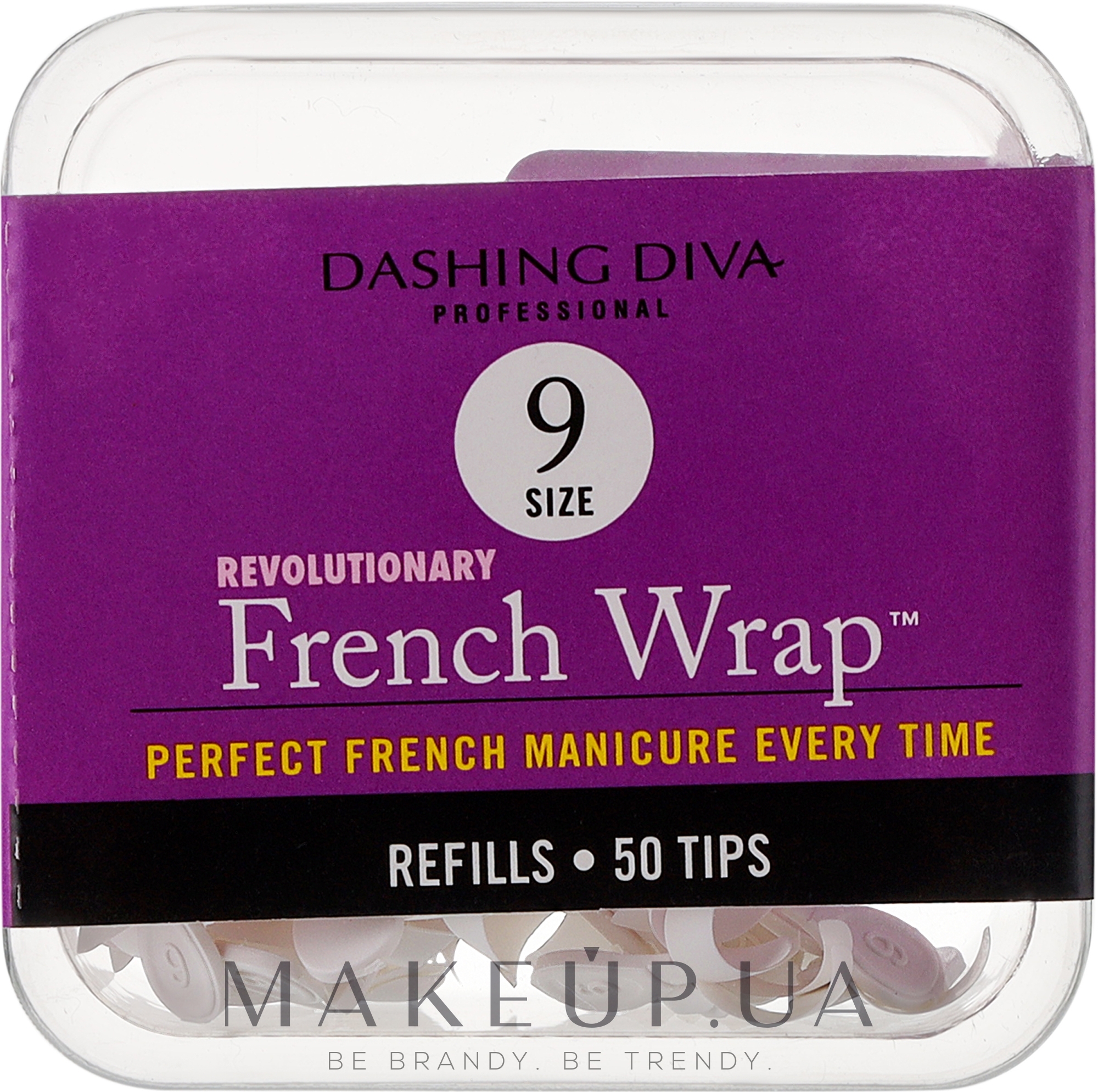 Типсы узкие "Френч Смайл" - Dashing Diva French Wrap White 50 Tips (Size-9) — фото 50шт