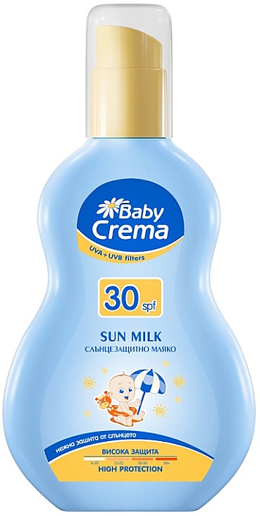 Дитяче сонцезахисне молочко для обличчя й тіла SPF 30 - Baby Crema Sun Milk — фото N1