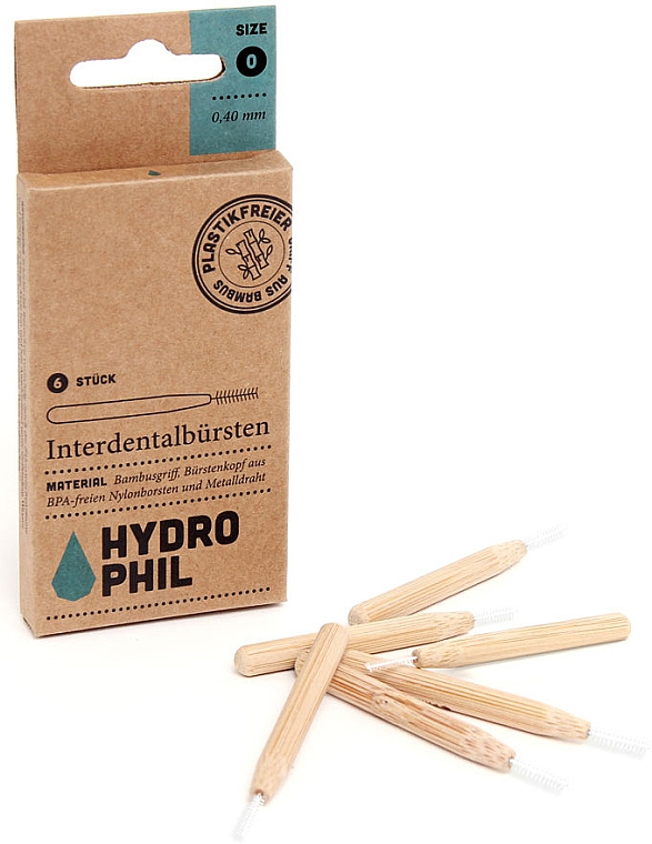 Межзубные бамбуковые ершики, 0.40 мм - Hydrophil Interdental Brushes Size 0 — фото N1