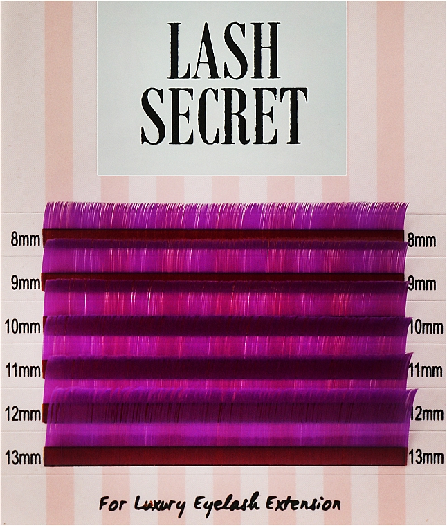 Накладные ресницы, фиолетовые, mix, 6 линий (0,07, C, (8-13)) - Lash Secret — фото N1