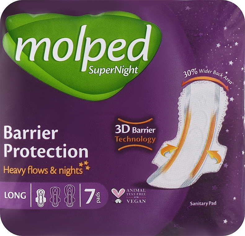 Гігієнічні прокладки Super Night Long, 7 шт. - Molped