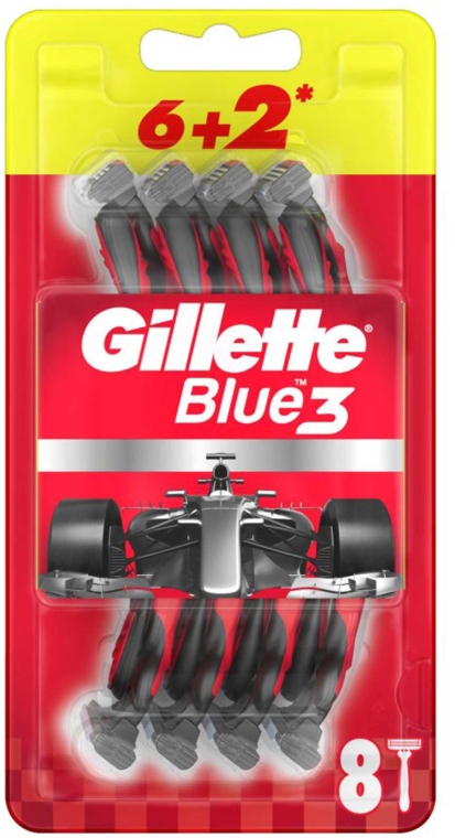 Набор одноразовых станков для бритья, 6+2шт - Gillette Blue3 Nitro — фото N1
