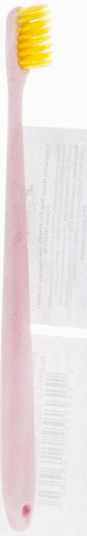 Зубная щетка "Eco Friendly", средней жесткости, розово-желтая - Happy Dent