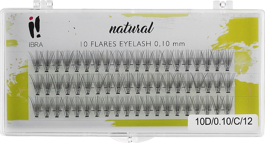 Накладные пучки, C 12mm - Ibra 10 Flares Eyelash Knot Free Naturals — фото N1