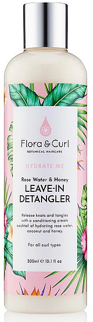 Несмываемый кондиционер для расчесывания с розовой водой и медом - Flora & Curl Hydrate Me Rose Water & Honey Leave-in Detangler — фото N1
