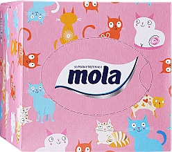Духи, Парфюмерия, косметика Трехслойные салфетки, розовая коробка с котиками - Mola Tissue