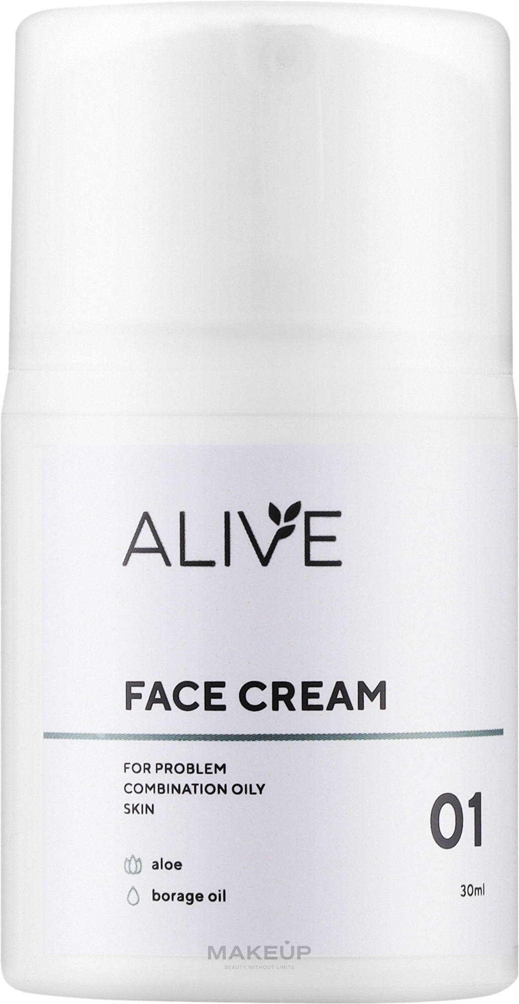 Крем для жирної, проблемної та комбінованої шкіри - ALIVE Cosmetics Face Cream 01 — фото 30ml