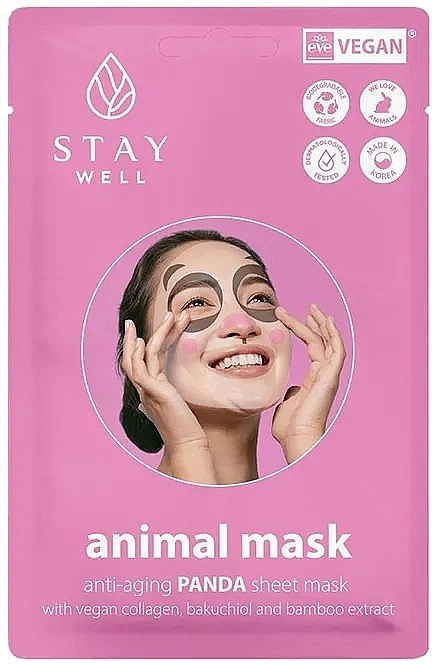 Антивікова тканинна маска для обличчя "Панда" - Stay Well Animal Panda Anti-Aging Sheet Mask — фото N1