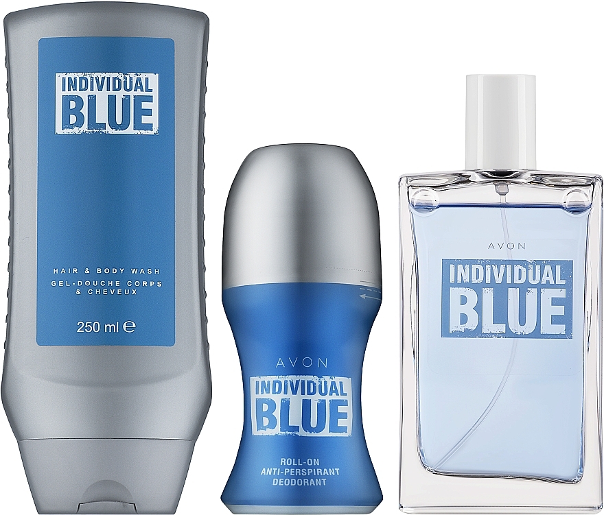 Avon Individual Blue For Him - Набір (edt/100 ml + gel/shp/250 ml + deo/50 ml) — фото N1