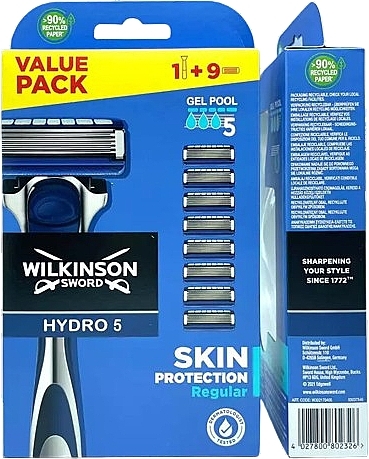 Бритва + 9 змінних лез - Wilkinson Sword Hydro 5 Skin Protection — фото N2