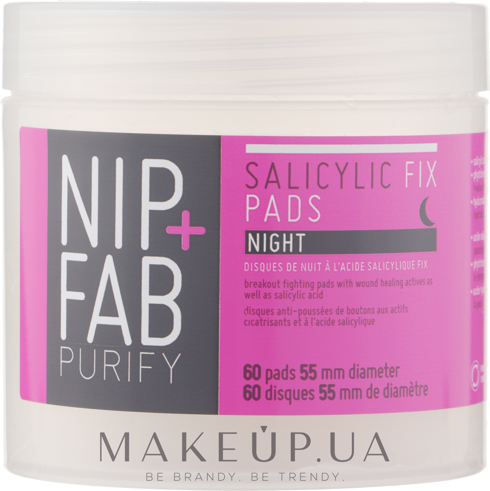 Диски для лица очищающие, ночные с салициловой кислотой - NIP+FAB Salicylic Teen Skin Fix Acid Night Pads — фото 60шт