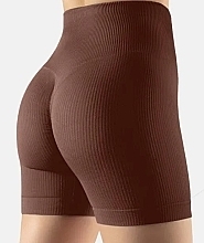 УЦЕНКА Бесшовные шорты в рубчик "SHORTS RIB SHAPE", deep taupe - Giulia * — фото N1