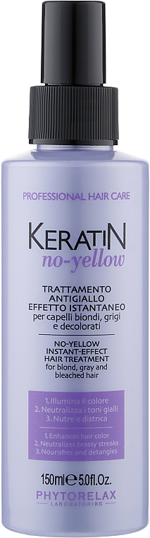 Антижовта маска-спрей для світлого волосся - Phytorelax Laboratories Keratin No-Yellow Instant Efect Hair Treatment — фото N1
