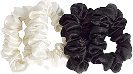Парфумерія, косметика Набір резинок з натурального шовку, розмір S, біла + чорна - de Lure Scrunchie Set