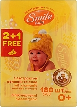 Вологі серветки 2+1, екстракт ромашки і алое - Smile Ukraine Baby — фото N2