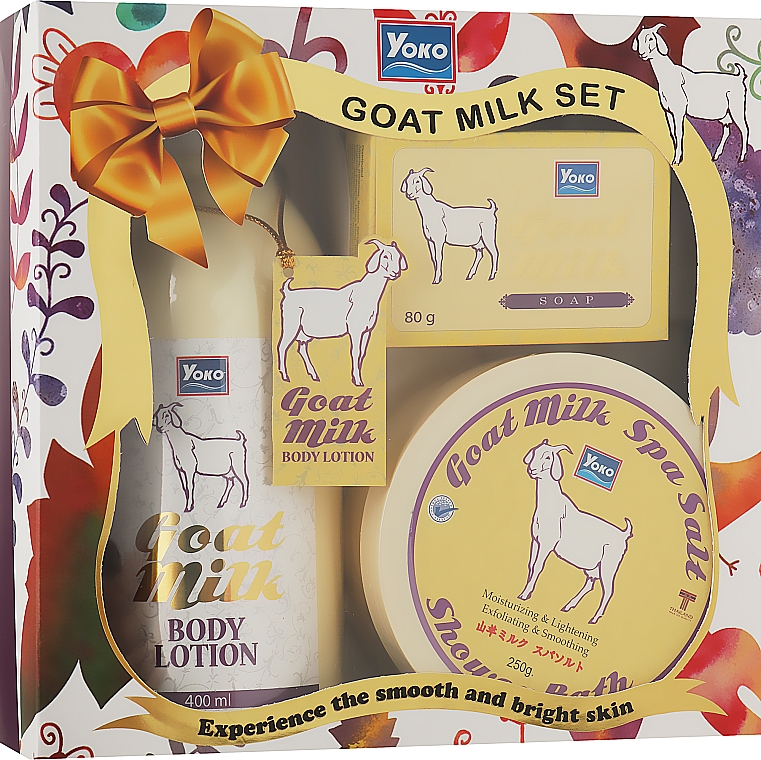 Набор косметический - Yoko Goat Milk Set (salt/250g + soap/80g + b/lot/400ml) — фото N1