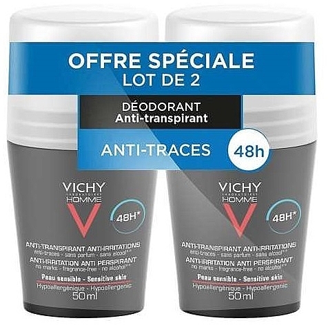 Кульковий дезодорант для чутливої шкіри - Vichy Homme Roll-on 48 Hours Anti-perspirant Deodorant — фото N1