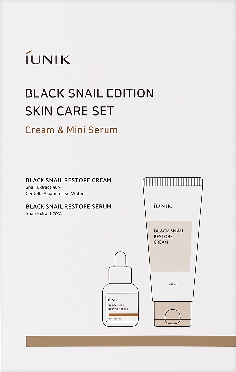 УЦЕНКА Набор для лица с экстрактом муцина черной улитки - iUNIK Black Snail Restore Edition Set (cr/60ml + serum/15ml) * — фото N1