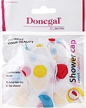 Шапочка для душу, 9298, біла, кольорові кола - Donegal — фото N1