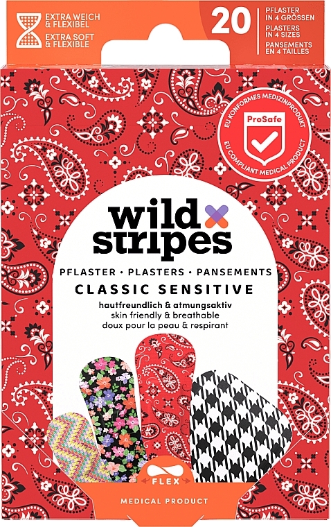 Набір пластирів, 20 шт. - Wild Stripes Plasters Classic Sensitive Fashion — фото N1