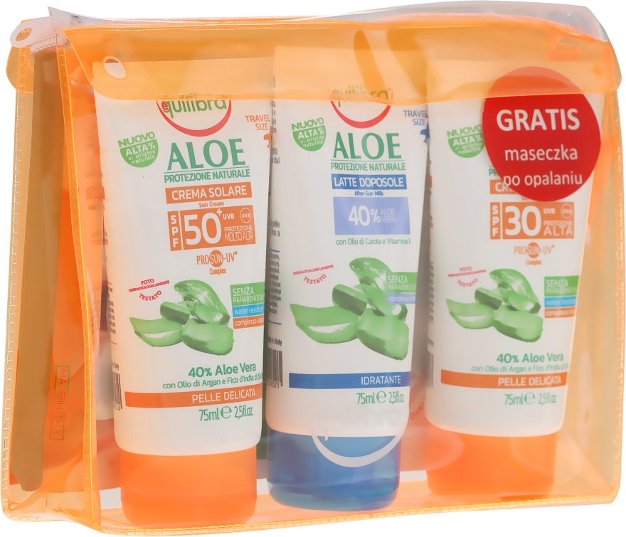 Набор - Equilibra Aloe Line (cr/75ml + b/milk/75 + cr/75ml + bag)