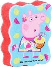 Парфумерія, косметика Губка банна дитяча "Свинка Пеппа", Пеппа з коктейлем, червона - Suavipiel Peppa Pig Bath Sponge