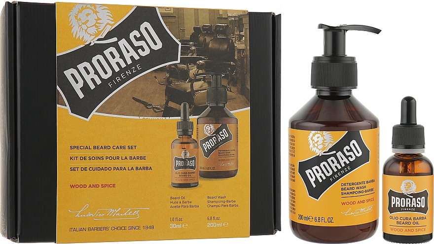 Набор для ухода за бородой - Proraso Wood & Spice (shm/200ml + oil/30ml)