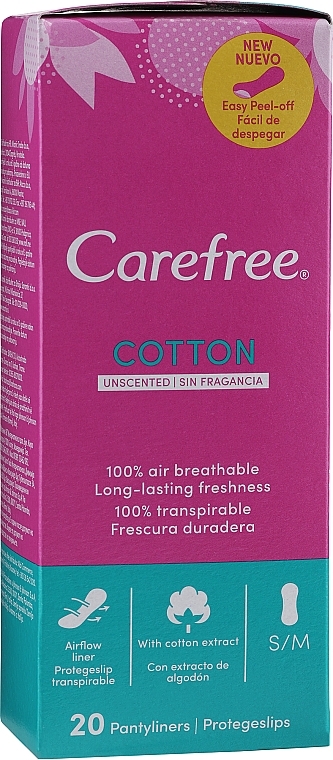 Гигиенические ежедневные прокладки с экстрактом хлопка, 20 шт - Carefree Salvaslip Cotton Extract — фото N1