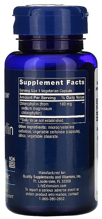 Пищевые добавки "Хлорофиллин" - Life Extension Chlorophyllin, 100 mg — фото N2