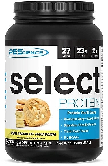 Пищевая добавка протеиновая, белый шоколад с макадамией - PEScience Select White Chocolate Macadamia — фото N1