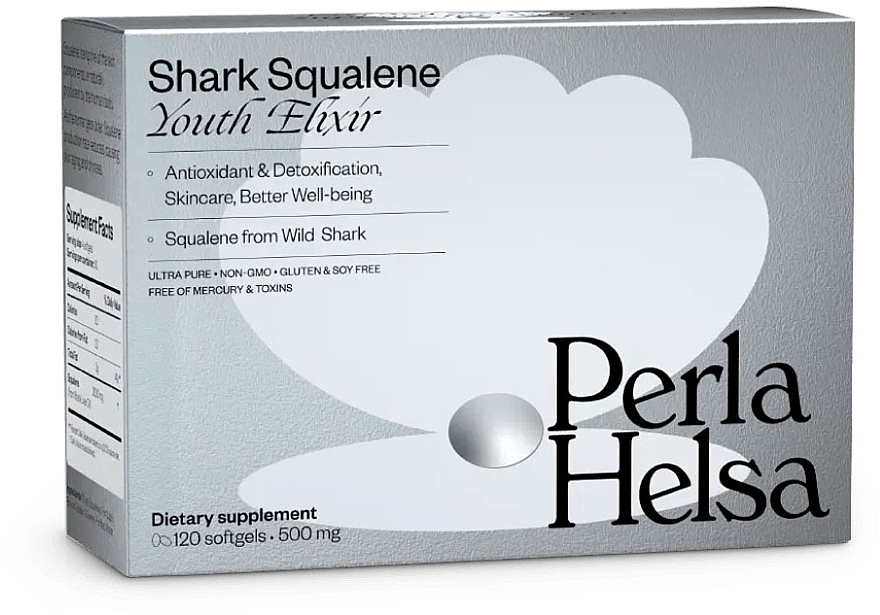 Сквален "Еліксир молодості", 120 капсул - Perla Helsa Shark Squalene Youth Elixir Dietary Supplement — фото N1