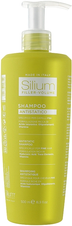 Шампунь-філер для об'єму і ущільнення тонкого волосся з антистатичним ефектом з гіалуроновою кислотою - Silium Antistatic Shampoo — фото N3