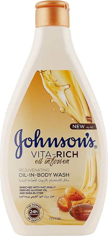 Живильний гель для душу з олією мигдалю й масла ши - Johnson’s® Vita-rich Oil-In-Body Wash — фото N3