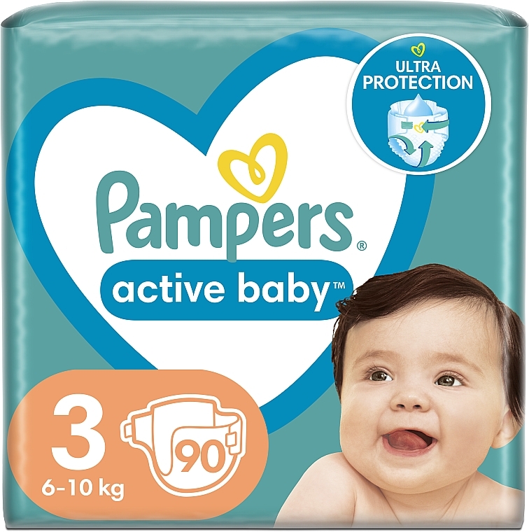 Подгузники Active Baby 3 (6-10 кг), 90 шт - Pampers — фото N1