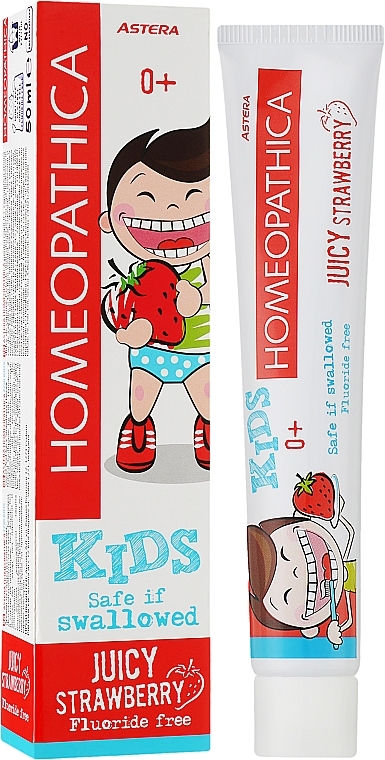 Зубная паста для детей, с ароматом клубники - Astera Homeopathica Juicy Strawberry — фото N2