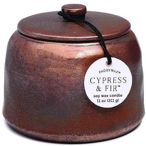 Ароматична свічка у банці - Paddywax Cypress & Fir Bronzed Glazed Ceramic Candle — фото N1