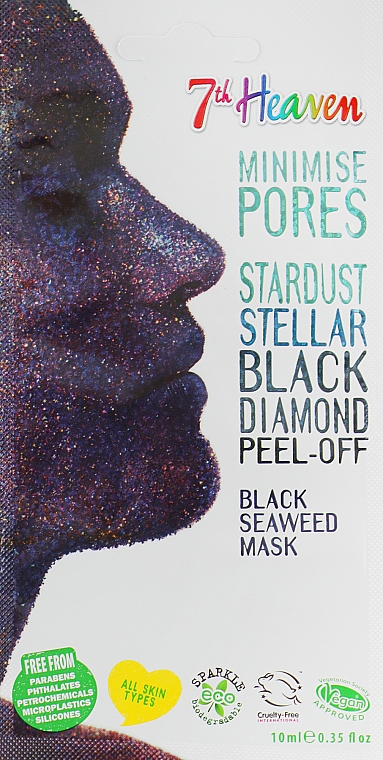 Чорна маска-плівка для обличчя - 7th Heaven Stardust Black Diamond Peel-Off Black Seaweed Mask — фото N1