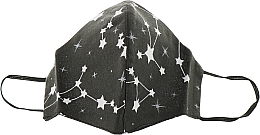 Маска тканинна захисна для обличчя, чорна "Принт сузір'я", розмір М - Gioia — фото N1