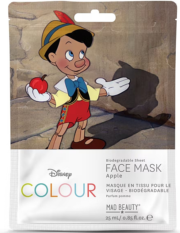 Маска для обличчя "Піноккіо" - Mad Beauty Disney Colour Biodegradable Sheet Face Mask Apple — фото N1
