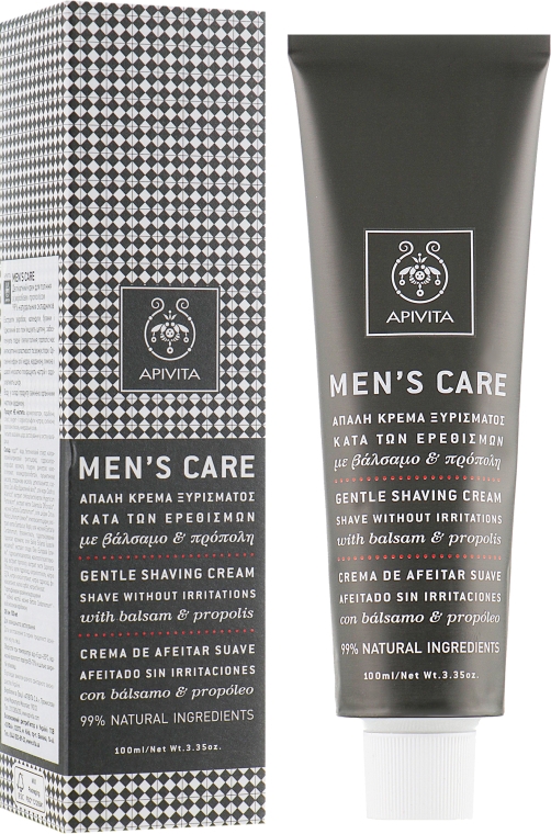 Делікатний крем для гоління зі звіробоєм і прополісом - Apivita Men men's Care Gentle Shaving Cream With Hypericum & Propolis — фото N1