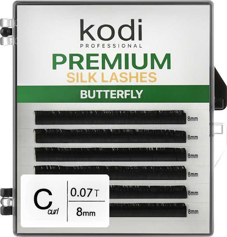 Накладные ресницы Butterfly Green C 0.07 (6 рядов: 8 мм) - Kodi Professional — фото N1