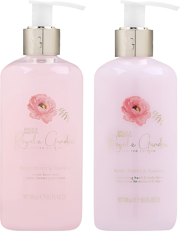 Набір - Baylis & Harding Royale Garden Rose, Poppy & Vanilla Luxury Hand Care Gift Set (h/soap/300ml + b/h/lot/300ml) — фото N2