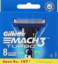 Змінні касети для гоління, 8 шт. - Gillette Mach3 Turbo — фото N1