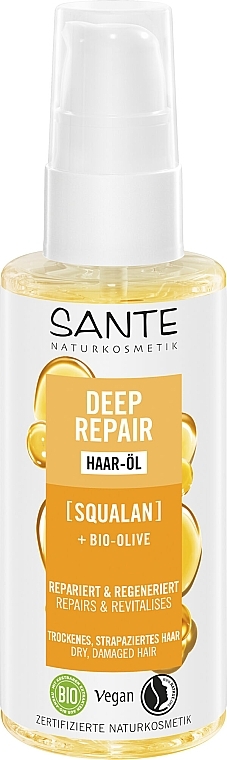 БИО-Масло для восстановления сухих поврежденных волос со Скваланом - Sante Deep Repair Oil — фото N1