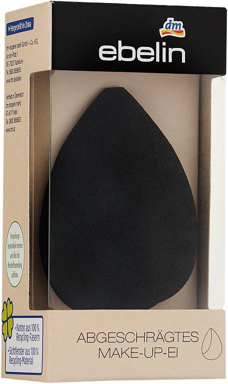Спонж для нанесения макияжа "Яйцо", со скошенной стороной, черный - Ebelin — фото N2