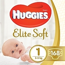 Духи, Парфюмерия, косметика Подгузники на липучках Elite Soft Newborn 1 (3-5 кг), 168 шт. - Huggies